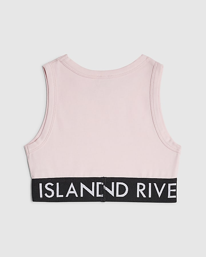 Girls Pink Cropped Tank Top