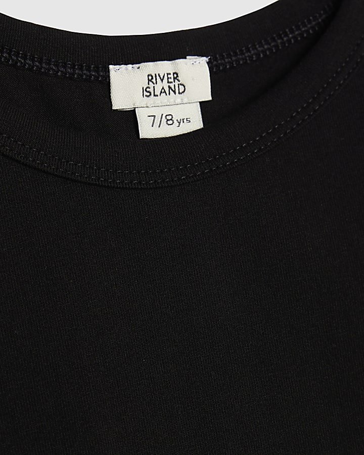 Girls Black RI Crop Tank Top