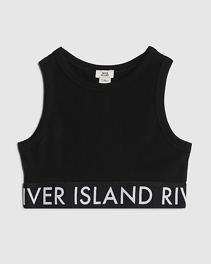 Girls Black RI Crop Tank Top