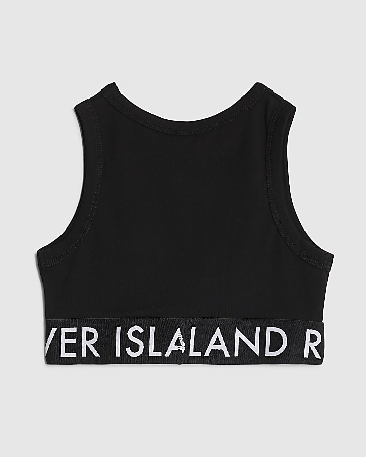 Girls Black RI Crop Tank Top