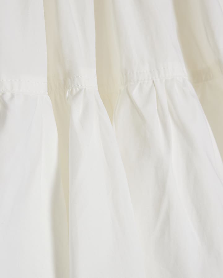 Girls White 2 In 1 Floral Dress