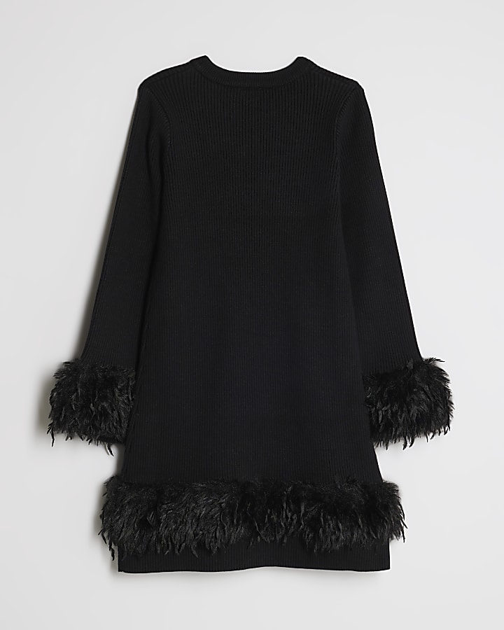 Girls Black Feather Dress