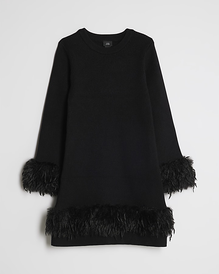 Girls Black Feather Dress