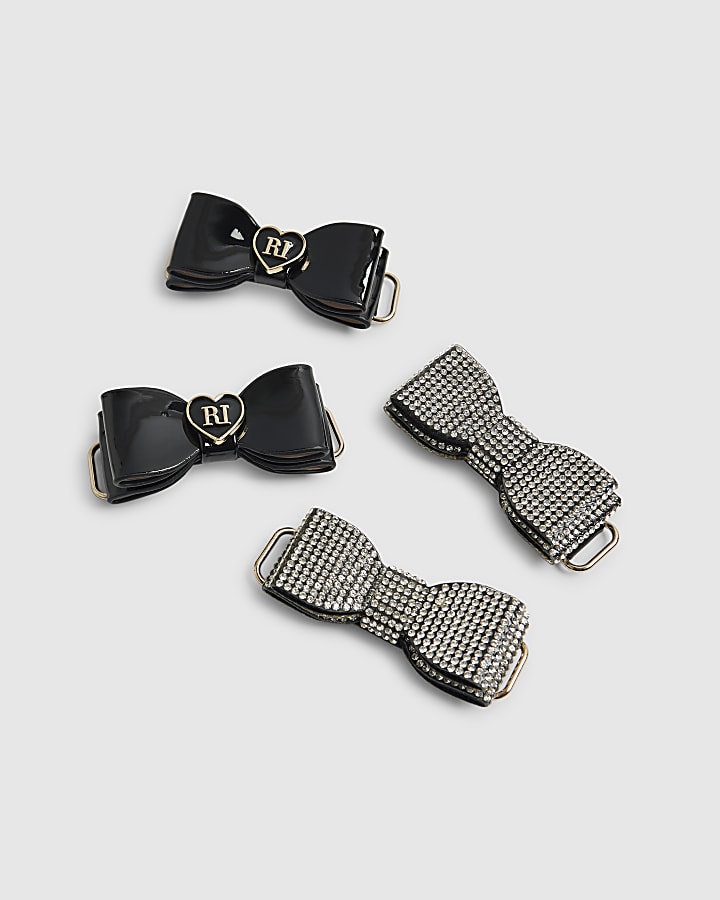 Mini Girls Black Bow Straps Mary Jane Shoes