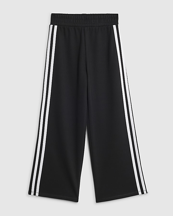 Girls Black Side Stripe Tracksuit Bottoms