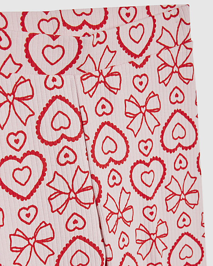 Mini Girls Pink Rib Collar Peplum Top Set