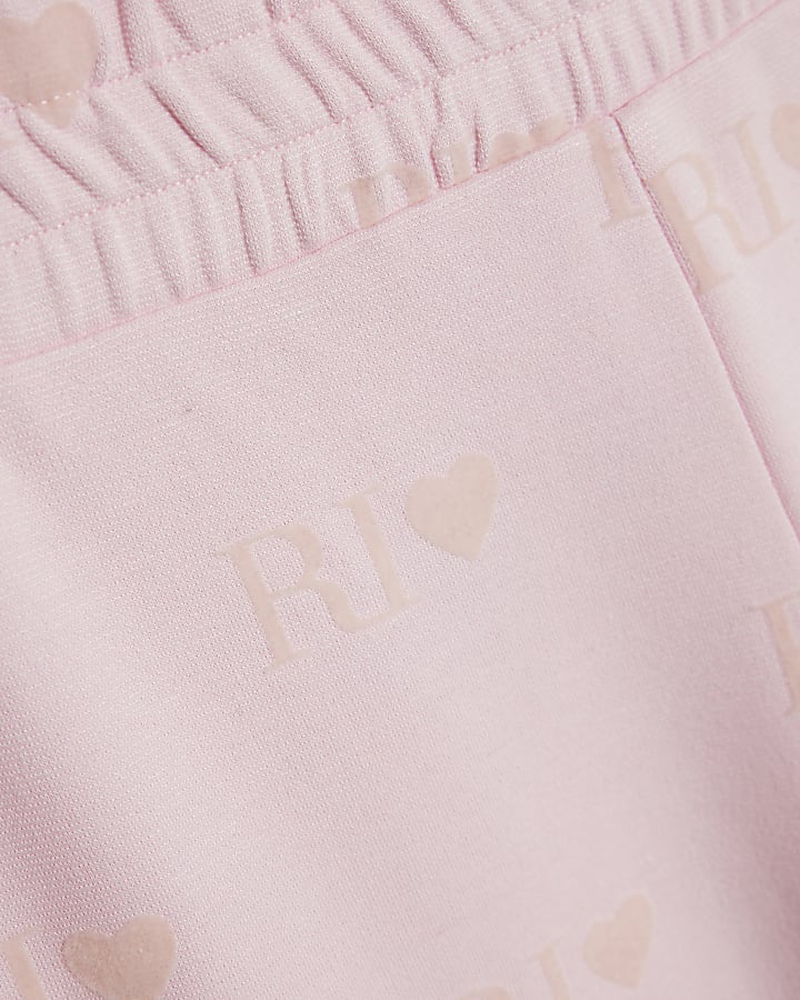 Girls Pink RI Heart Tracksuit Bottoms