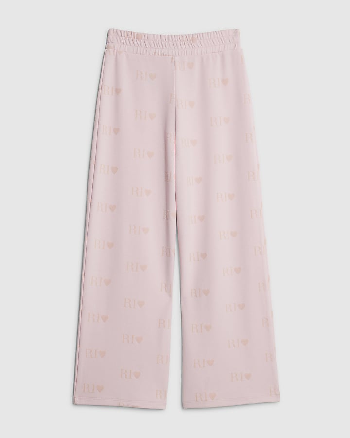 Girls Pink RI Heart Tracksuit Bottoms