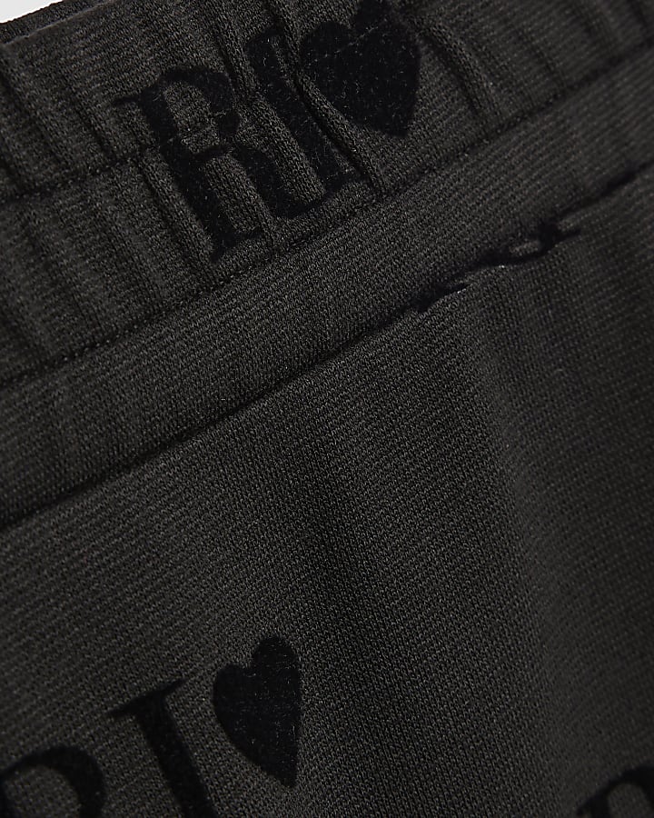 Girls Black RI Heart Tracksuit Bottoms