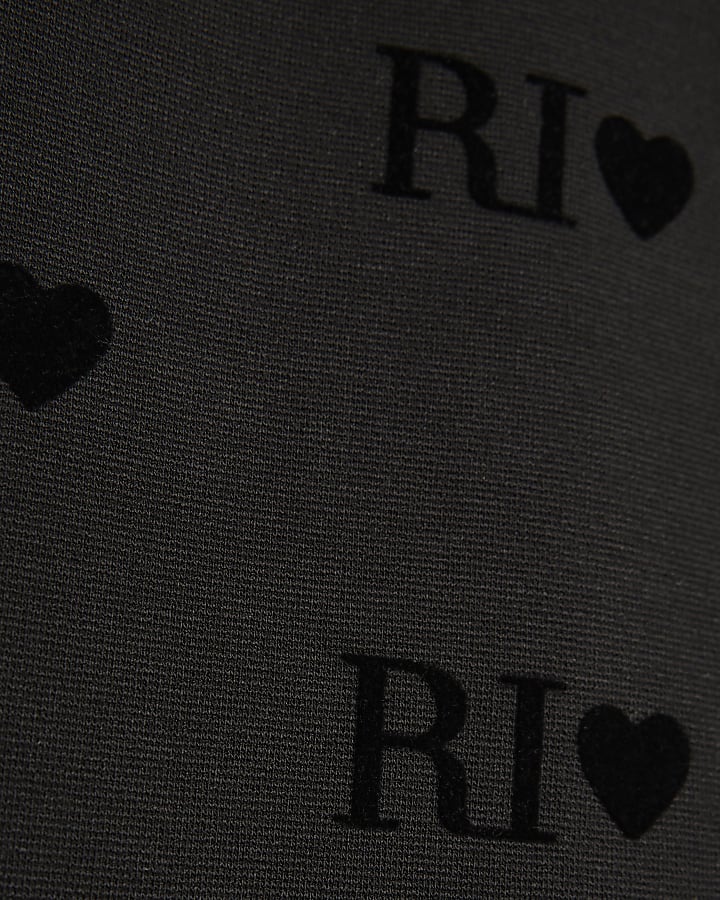 Girls Black RI Heart Tracksuit Bottoms