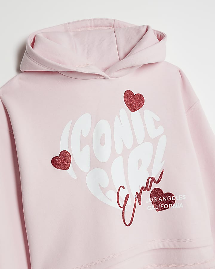 Girls Pink Iconic Hoodie And Leggings Set