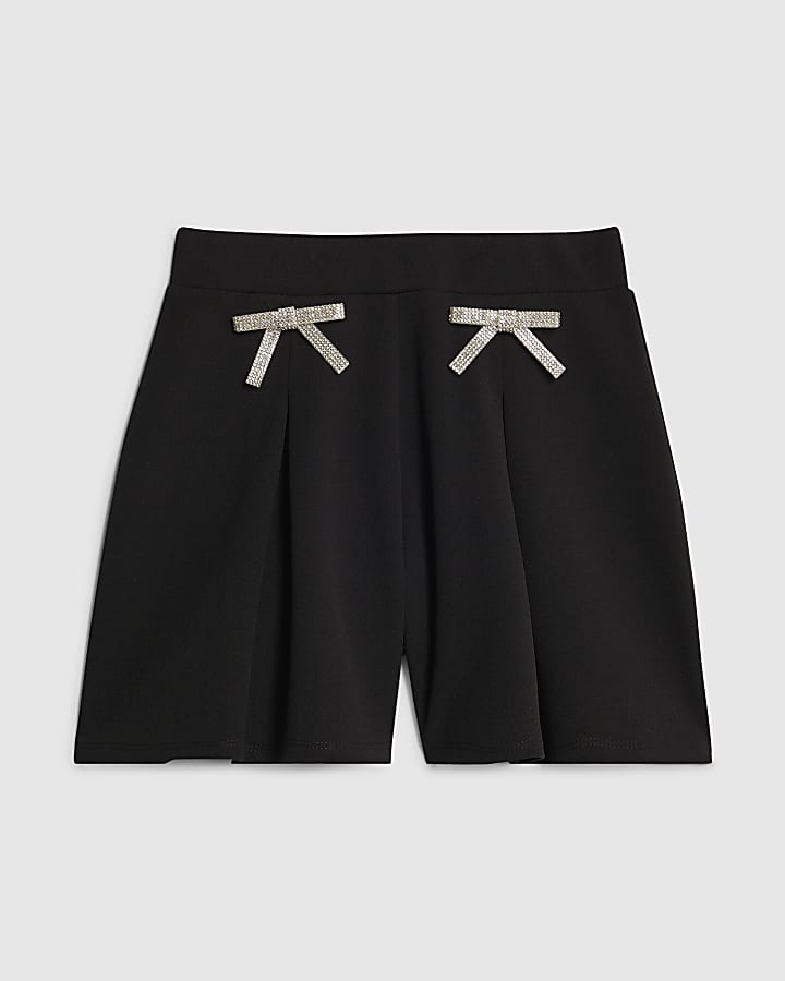 Girls Black Bow Shorts
