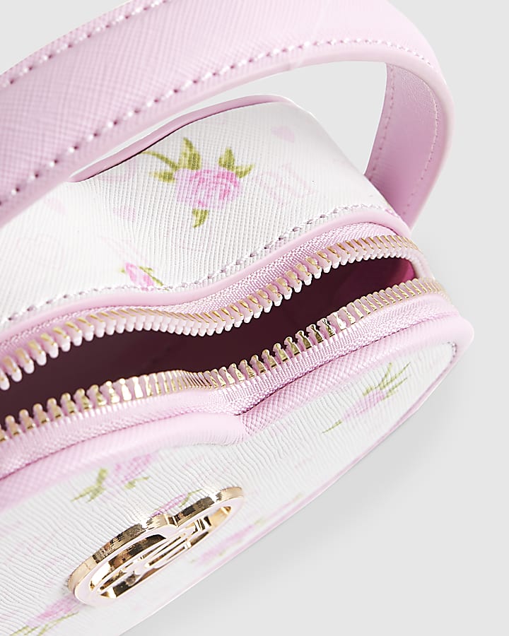 Girls Pink Ditsy Floral Heart Cross Body Bag