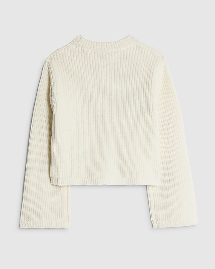 Girls Cream Ladybird Lips Jumper