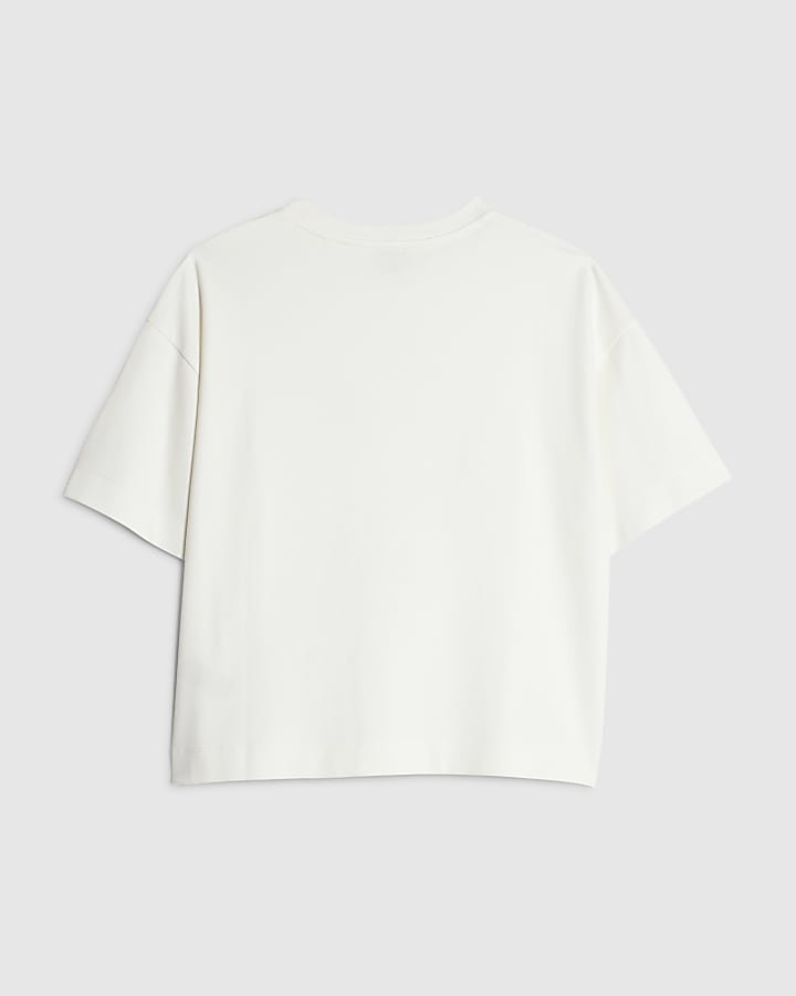 Girls White Feather Heart T-Shirt