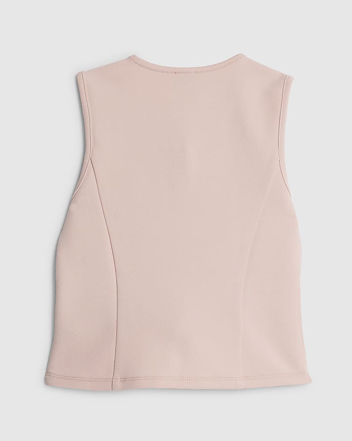 Girls Pink Bow Waistcoat