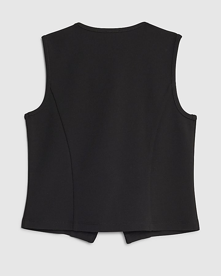 Girls Black Bow Waistcoat