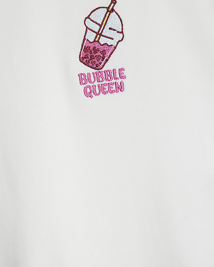 Girls White Bubble Queen Baby T-Shirt