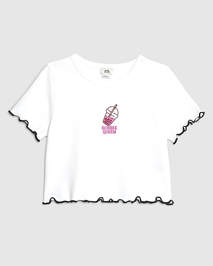 Girls White Bubble Queen Baby T-Shirt