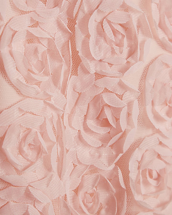 Girls Pink 3D Floral Bomber Jacket