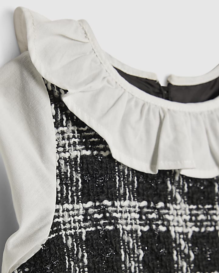 Mini Girls Black Boucle Peplum Top