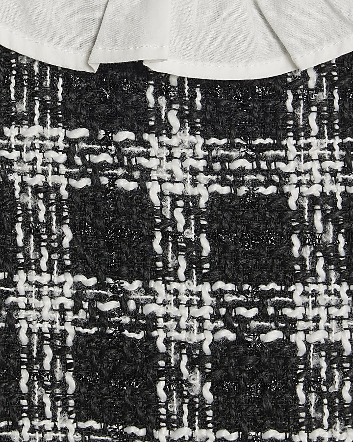Mini Girls Black Boucle Peplum Top