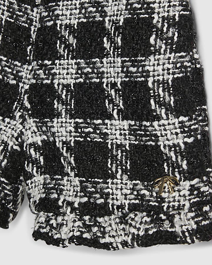 Mini Girls Black Boucle Frill Shorts