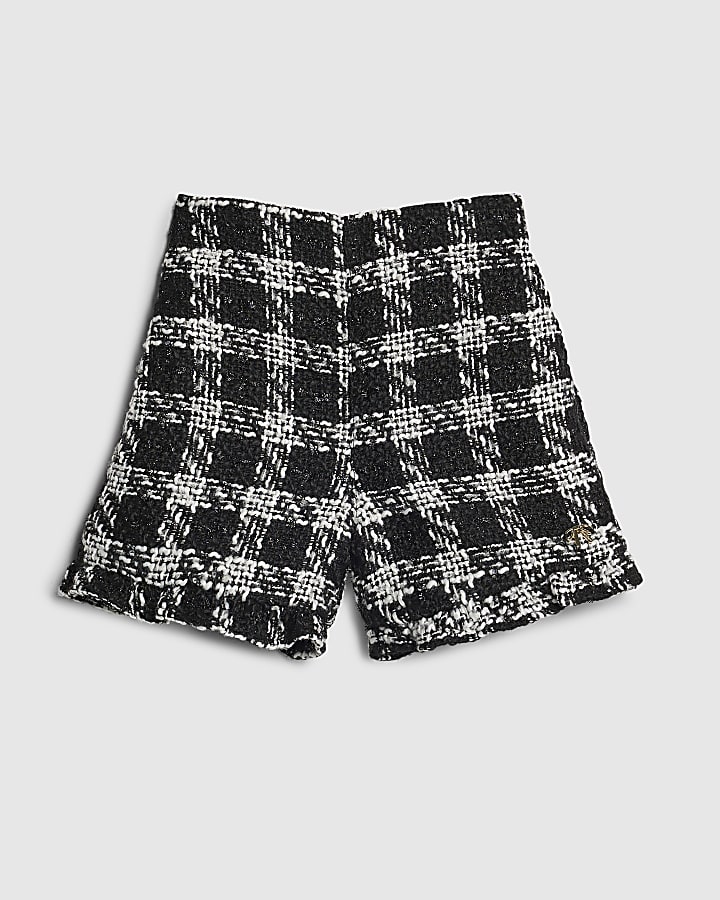 Mini Girls Black Boucle Frill Shorts