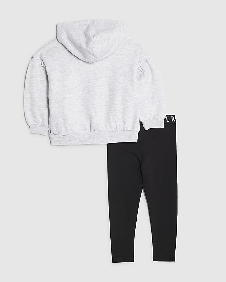 Mini Girls Grey Bow Hoodie And Leggings  Set
