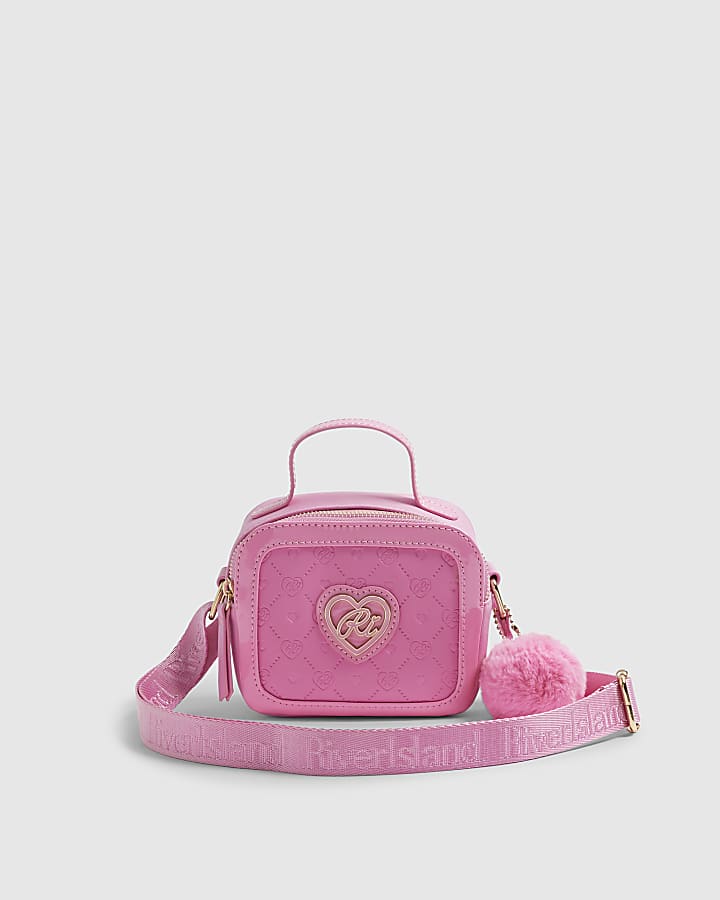 Girls Pink Monogram Cross Body Bag
