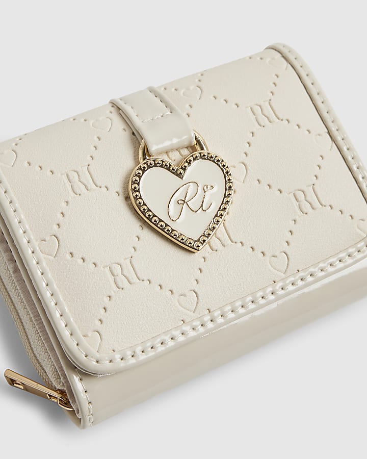 Girls Cream Monogram Purse