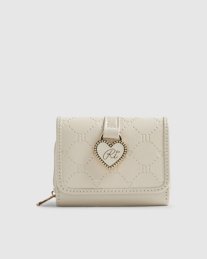 Girls Cream Monogram Purse