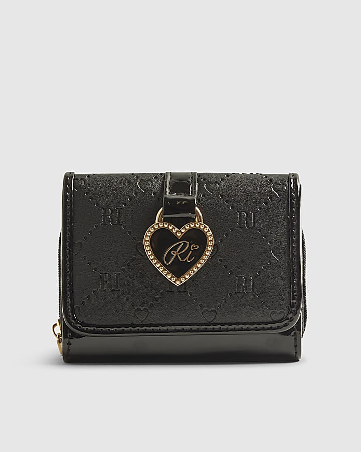 Girls Black Monogram Purse