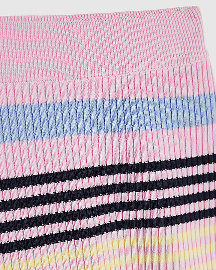 Girls Pink Stripe Cardigan Set