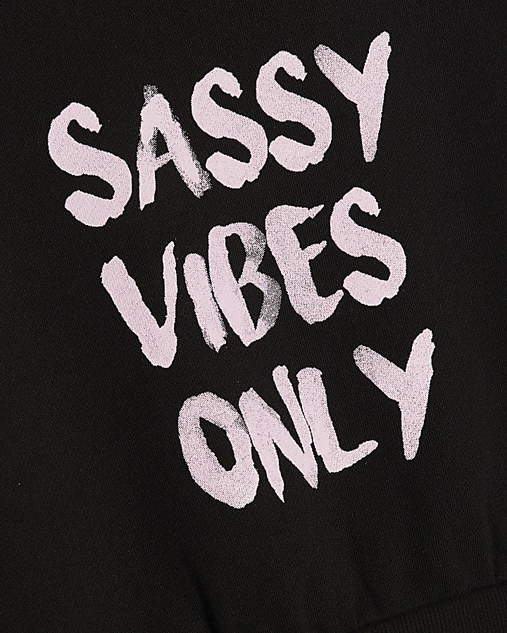 Girls Black Sassy Vibes Only Sweatshirt Set