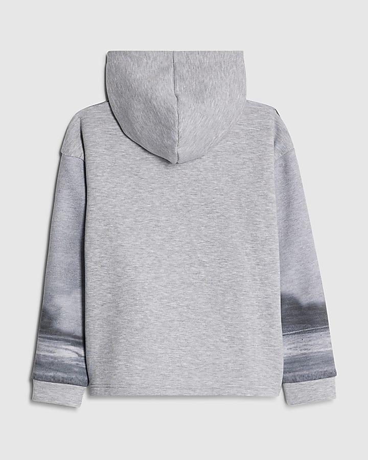 Boys Grey Car Print Hoodie