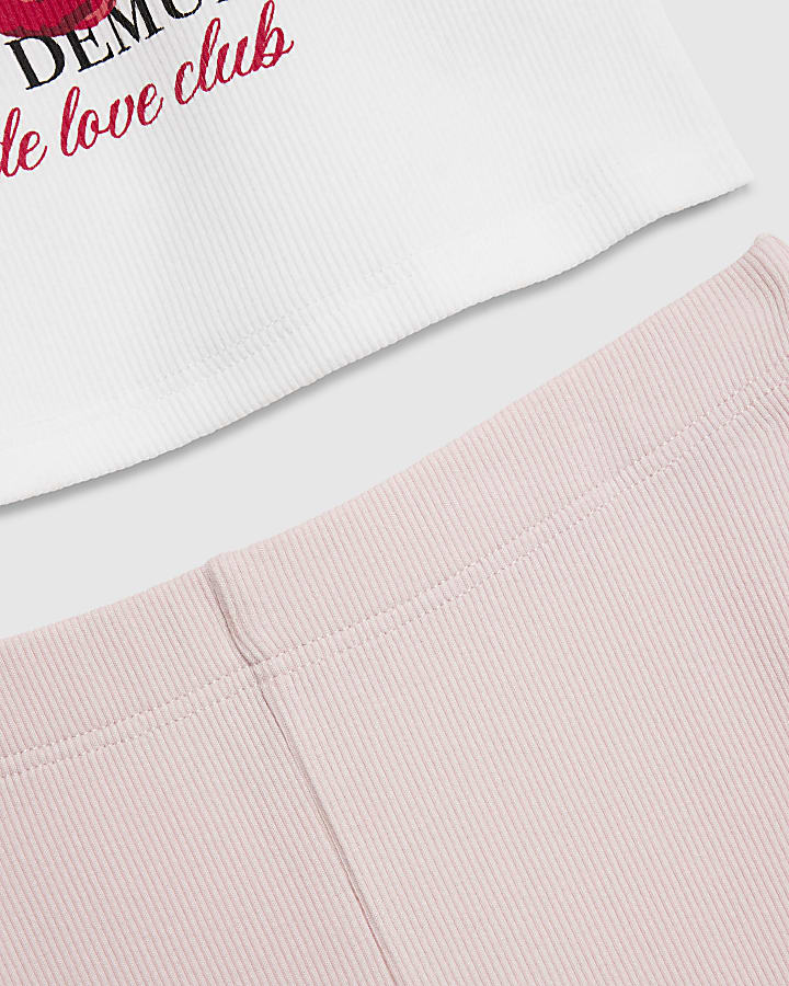 Girls White Manhattan Cherry T-Shirt Set