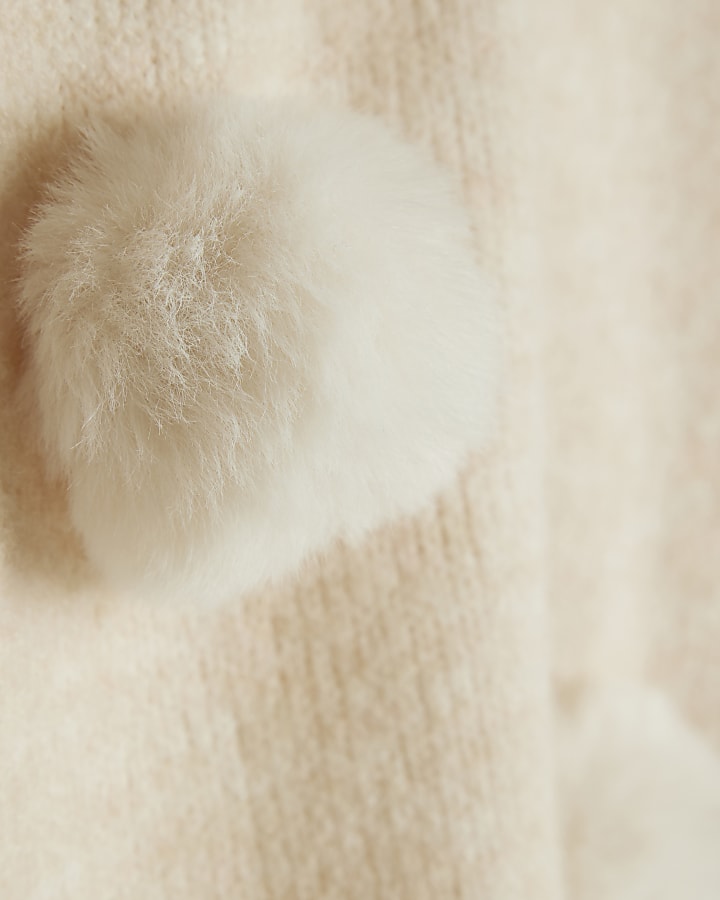Girls Cream Pom Pom Jumper