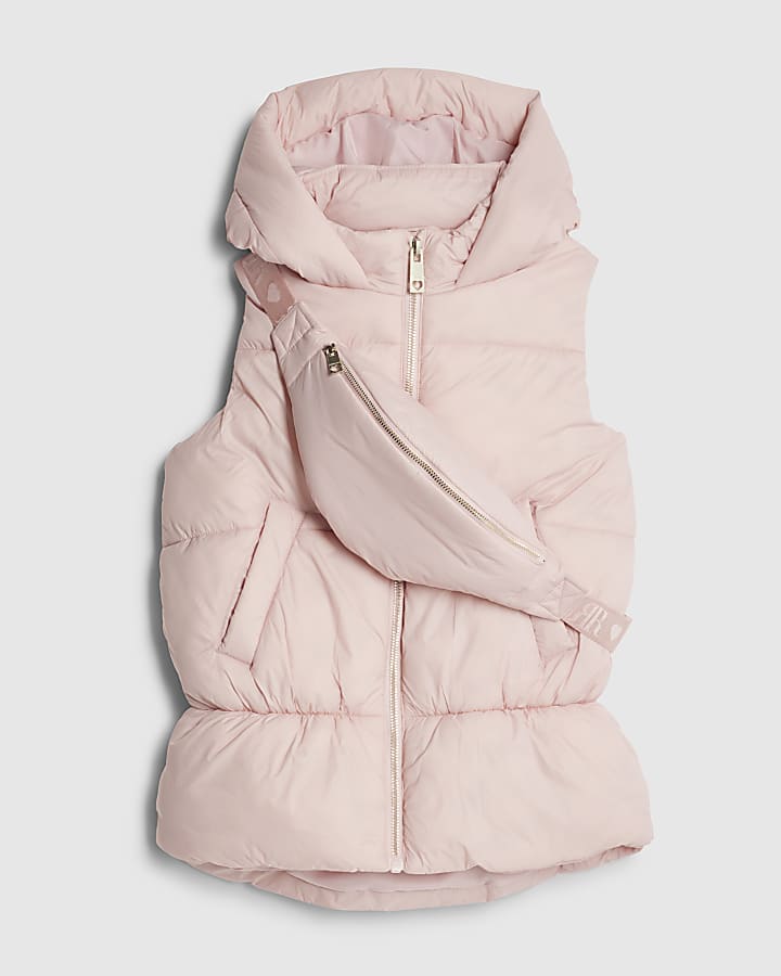 Girls Pink Gilet With Bag Set