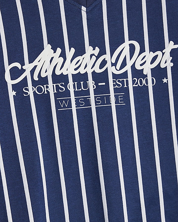 Boys Blue Stripe Shorts Lounge Set