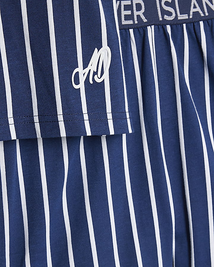 Boys Blue Stripe Shorts Lounge Set