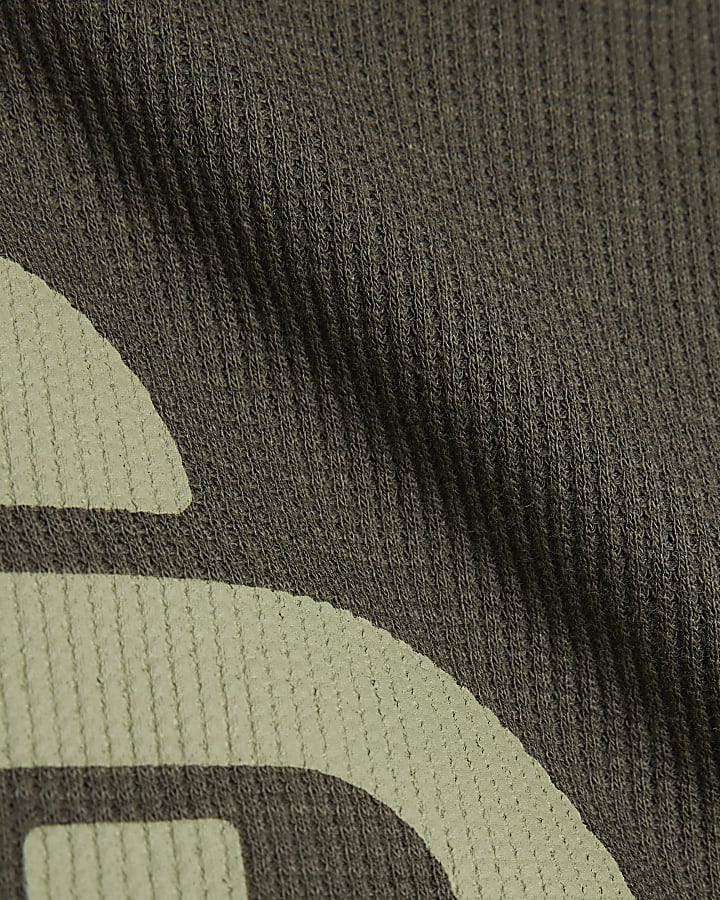 Boys Khaki RR Waffle T-Shirt Pyjama Set