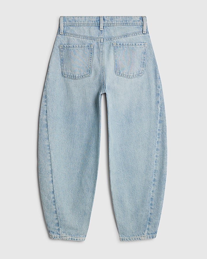 Girls Blue Barrel Leg Jeans