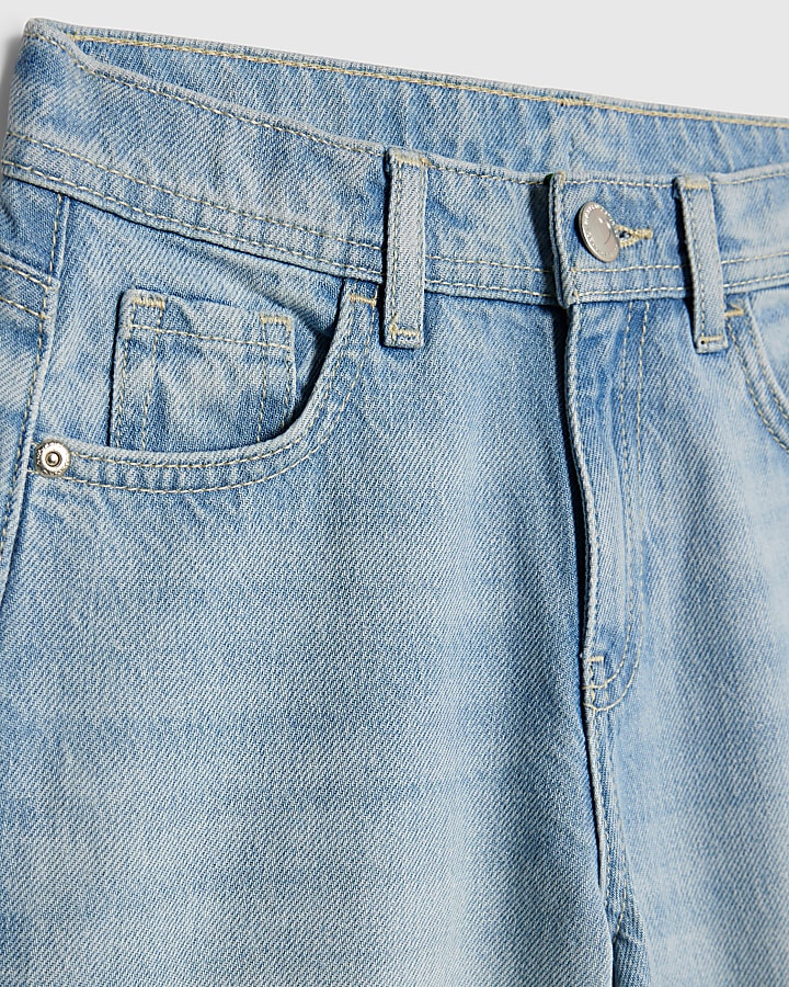 Girls Blue Barrel Leg Jeans