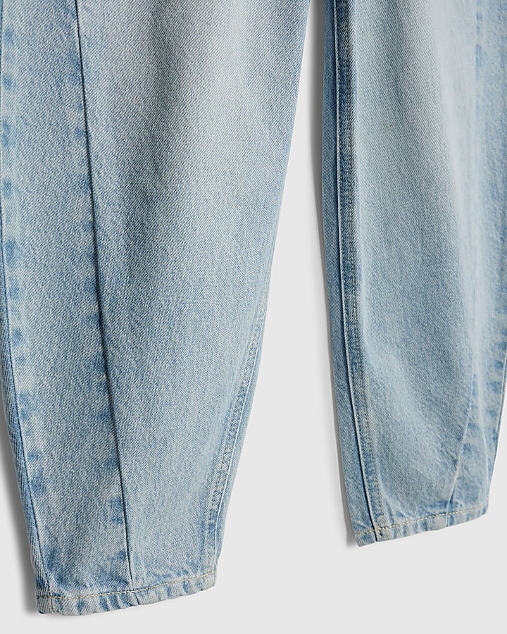 Girls Blue Barrel Leg Jeans