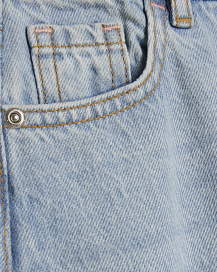 Girls Blue Barrel Leg Jeans