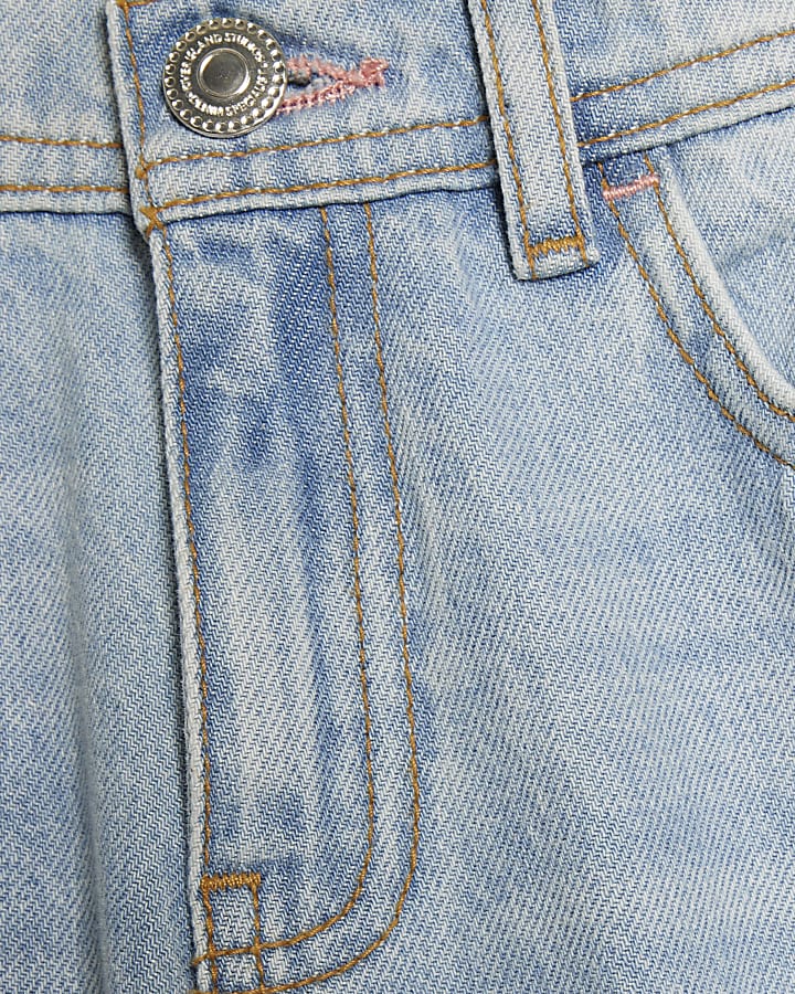 Girls Blue Barrel Leg Jeans