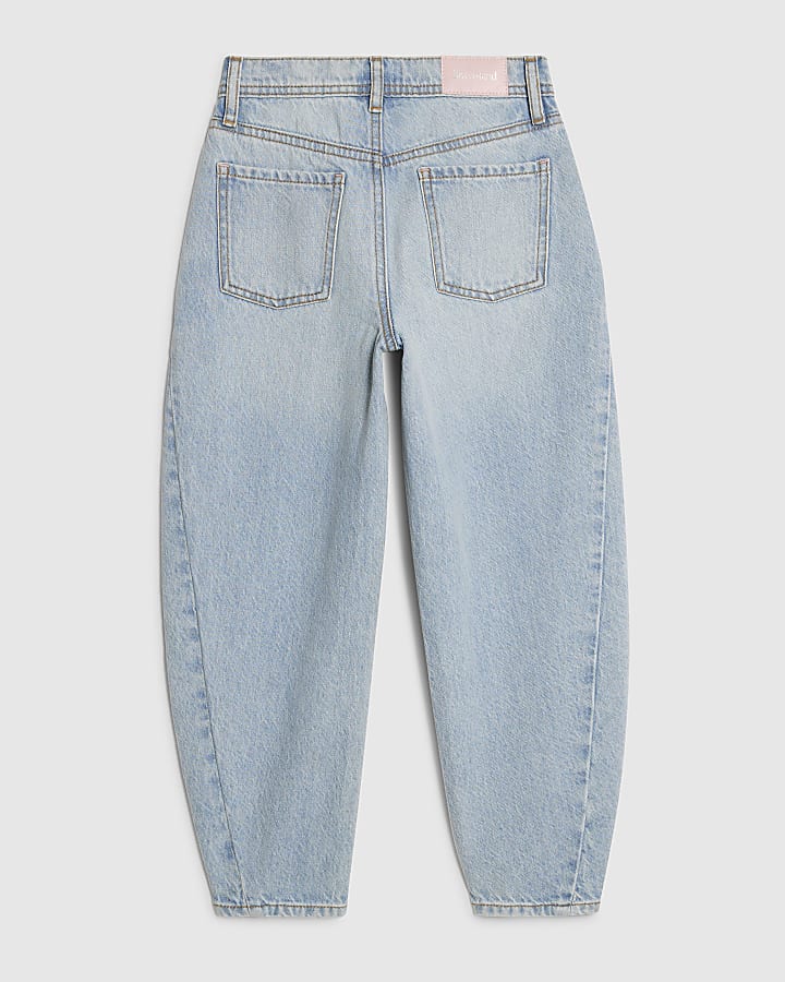 Girls Blue Barrel Leg Jeans