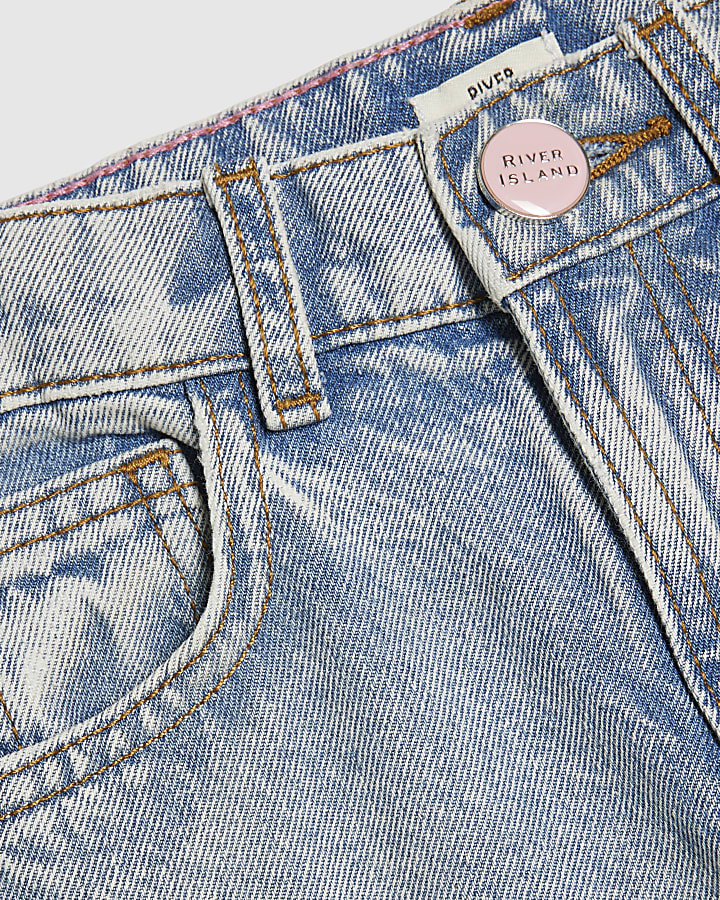 Girls Pink Floral Straight Jeans