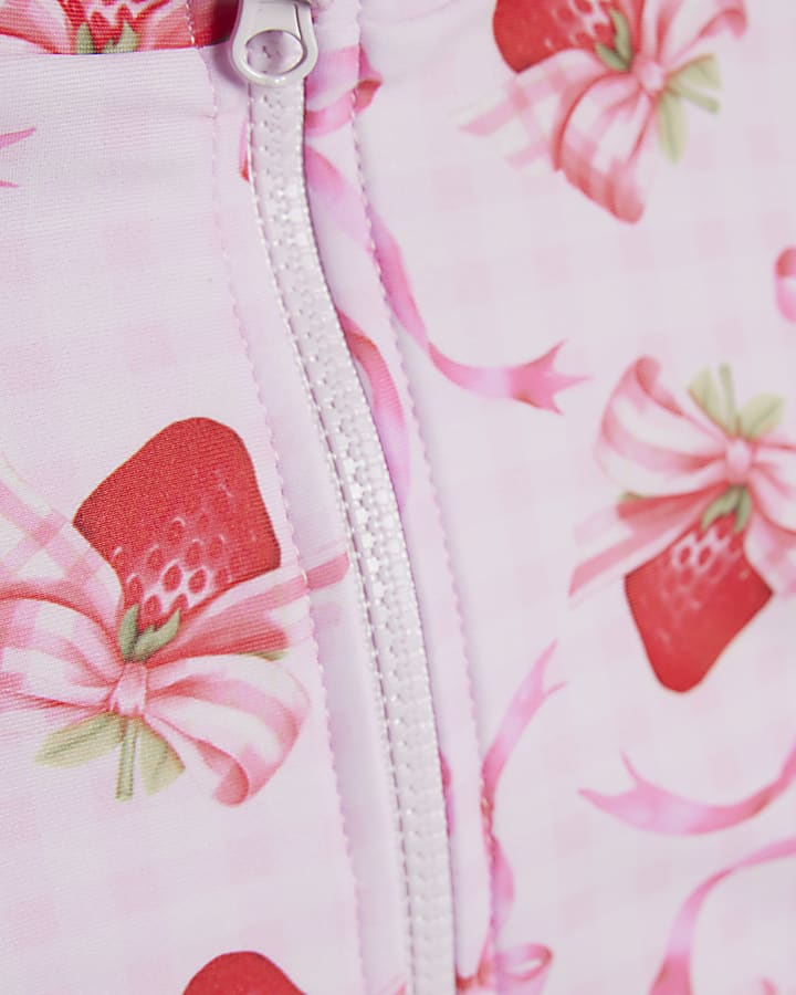 Mini Girls Pink Strawberry Bow Bikini Set